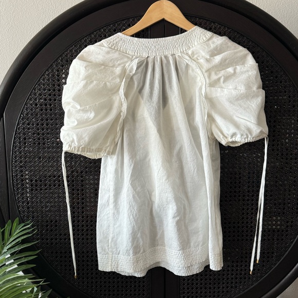 Anthropologie White Puff Sleeve Blouse - Picture 8 of 13